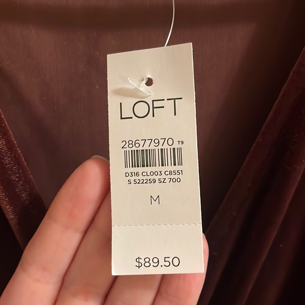 Loft purple velvet dress - perfect for the holidays. NWT size medium.